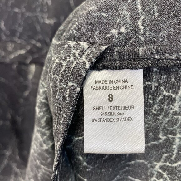 Theory Shaima Cracked Leather Print Silk Shift Dress Women 8 Black Sleeveless - Picture 3 of 12